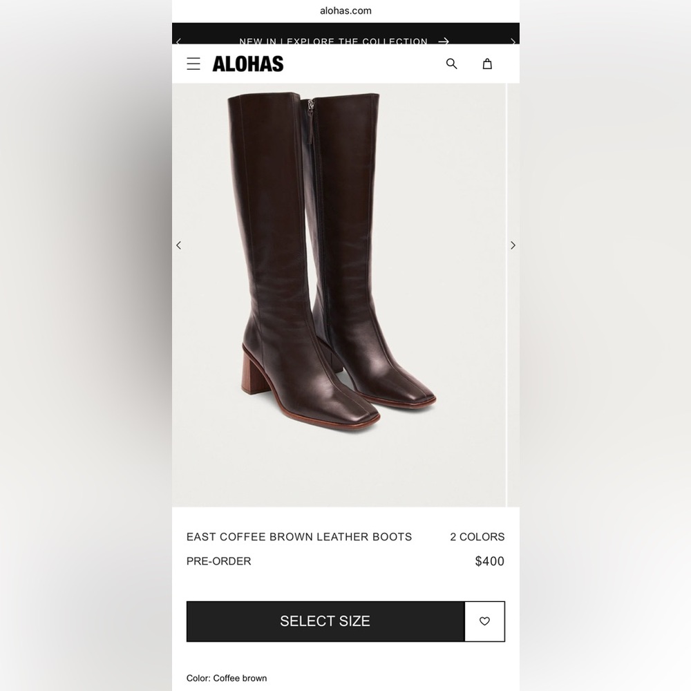 ALOHAS East Coffee Brown Leather Boots
